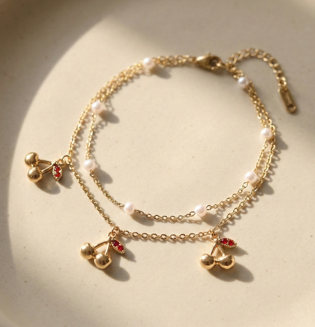 Blush Cherry Charm Bracelet