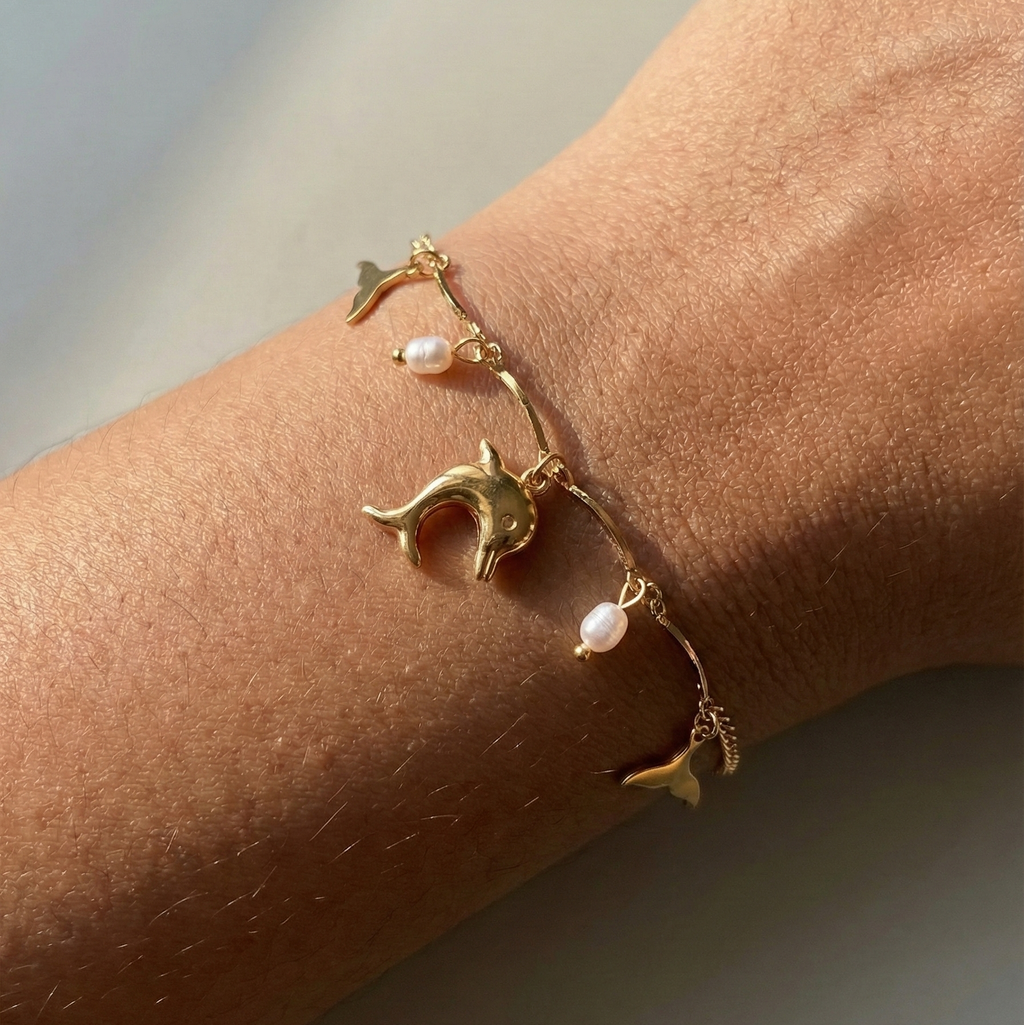 Golden Tide Dolphin Bracelet