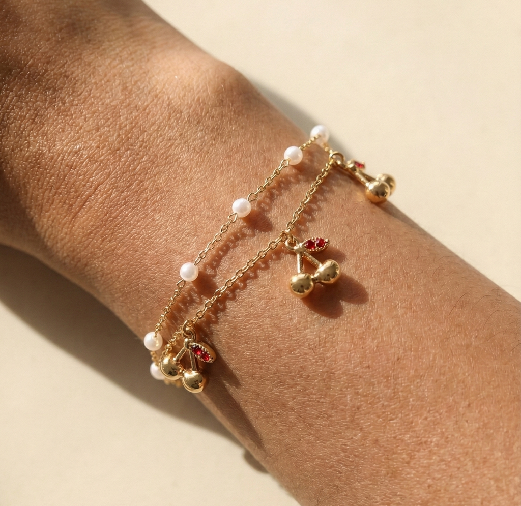 Blush Cherry Charm Bracelet
