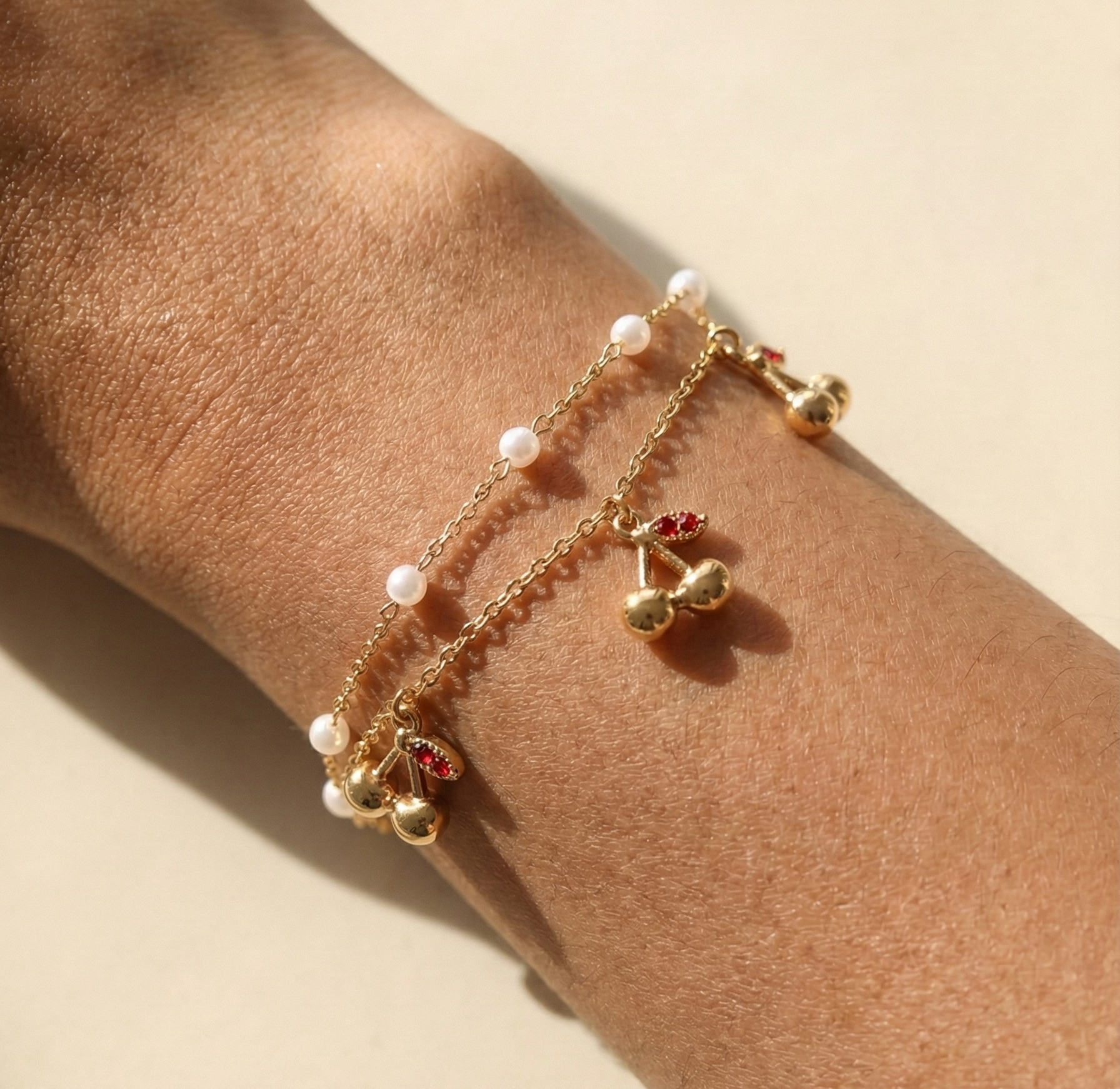 Blush Cherry Charm Bracelet